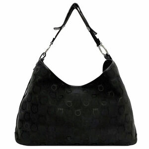 Salvatore Ferragamo Shoulder Bag Black Gancini Travel Boston All over Business